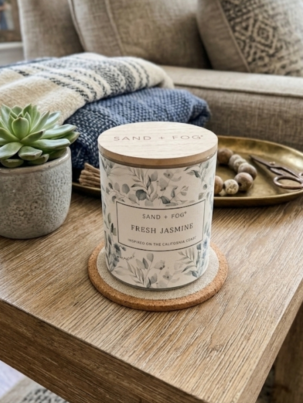 Sand + Fog Single Wick Candle ~ 10 oz ~ Fresh Jasmine